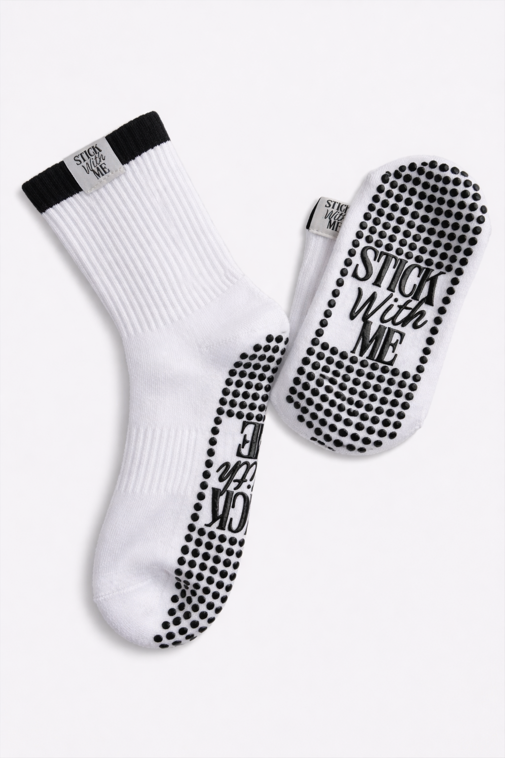 White With Black Detail Grip Socks