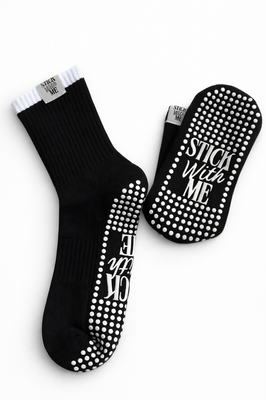 Black With White Detail Grip Socks