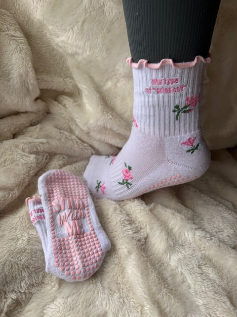 My type of "going out" Floral Grip socks