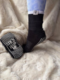 Black with white detail grip socks