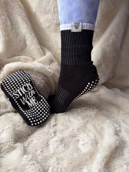Black with white detail grip socks